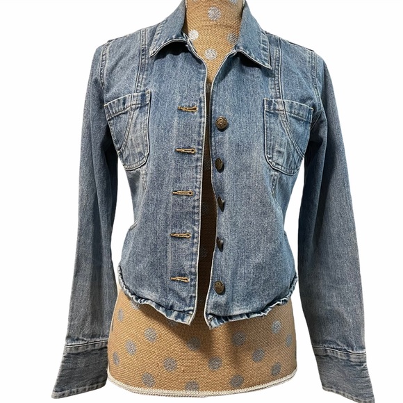 Clio Petites Vintage Jean A Line Button Jacket 6 - Picture 1 of 15